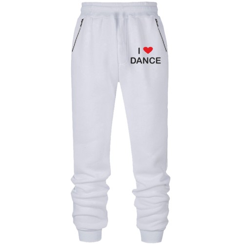 Мужские трикотажные штаны с надписью I love dance и красным сердцем