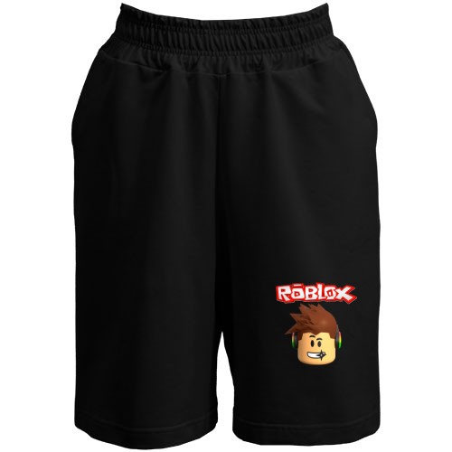 Чоловічі шорти із головою персонажа Roblox у навушниках та написом ROBLOX