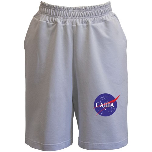 Мужские шорты с логотипом в стиле NASA и именем «Саша»