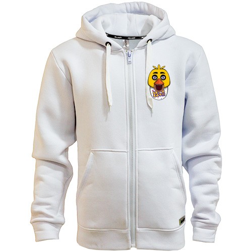 Чоловіча толстовка на блискавці з аніматроніком Чіка з Five Nights at Freddy’s та написом «Давайте їсти!!!»