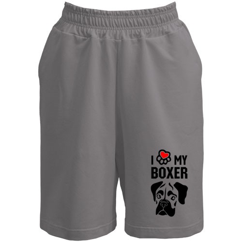 Мужские шорты с мордой боксера и надписью «I love my boxer»