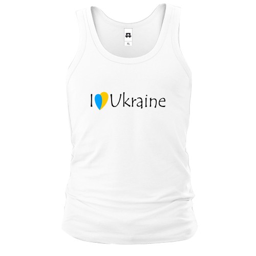 Чоловіча майка з написом «I love Ukraine» та синьо-жовтим серцем