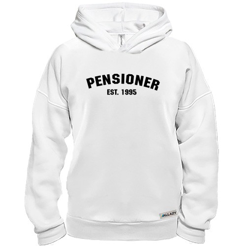 Худі BASE з написом «PENSIONER EST. 1995» в університетському стилі