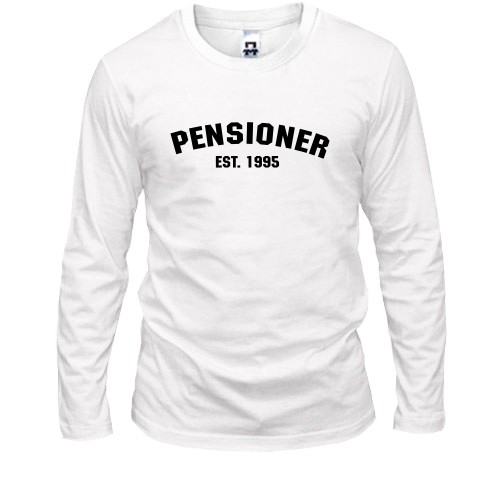 Мужской лонгслив с надписью «PENSIONER EST. 1995» в университетском стиле