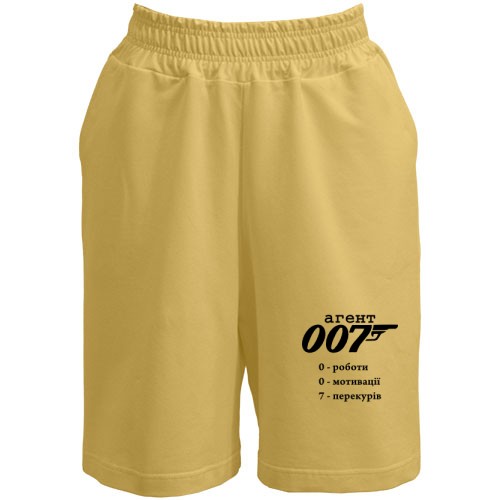 Мужские шорты с надписью «агент 007» и ироничным текстом «0 работы, 0 мотивации, 7 перекуров»