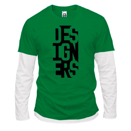 Чоловічий лонгслів Комбі з оригінальним написом «DESIGNERS» у три рядки, виконаним у стилі негативного простору