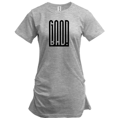 Удлиненная футболка с оригинальной надписью-иллюзией «GOOD / BAD!»