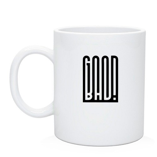 Чашка з оригінальним написом-ілюзією «GOOD / BAD!»