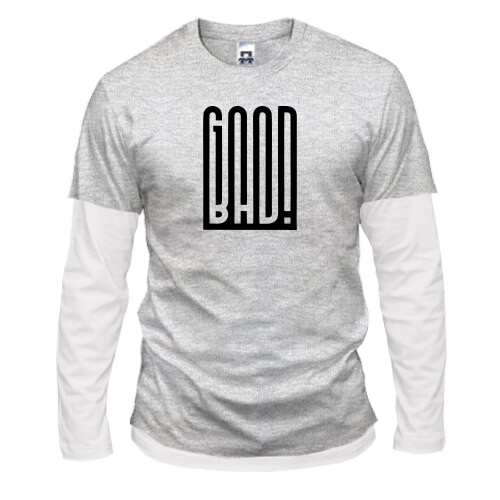 Мужской лонгслив Комби с оригинальной надписью-иллюзией «GOOD / BAD!»
