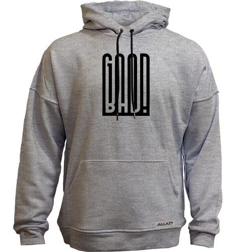Худи без начеса с оригинальной надписью-иллюзией «GOOD / BAD!»