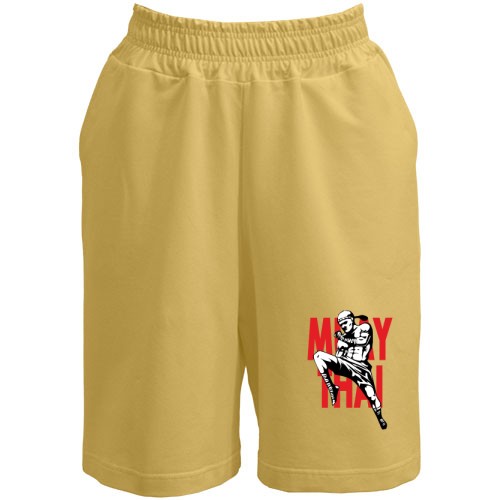 Мужские шорты с бойцом муай-тай и красной надписью «MUAY THAI»