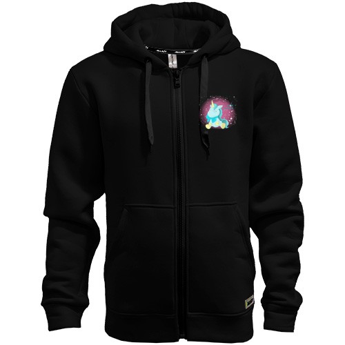Чоловіча толстовка на блискавці з милим блакитним єдинорогом та написом «cute unicorn»