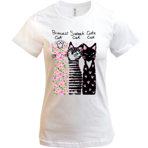 Футболка Princess, Sweet and Cute cats