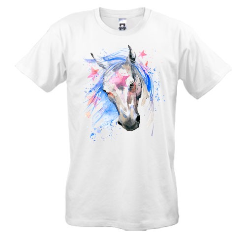Футболка с акварельной лошадью