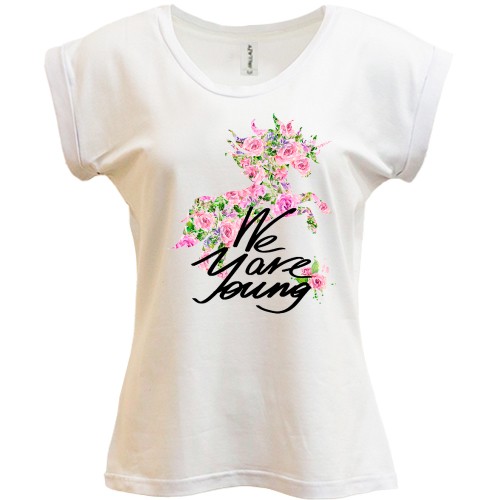 Футболка с цветочной лошадью We are young