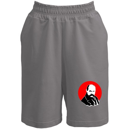 Мужские шорты с портретом Тараса Шевченко на фоне красного круга