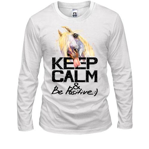 Лонгслів з конем Keep calm and be positive