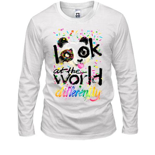Лонгслів Look at the world differently з пандою