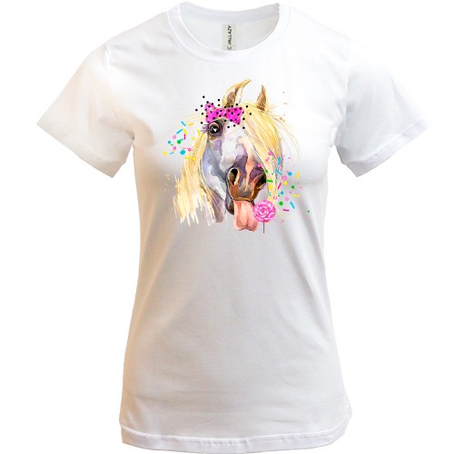 Футболка с гламурной лошадью