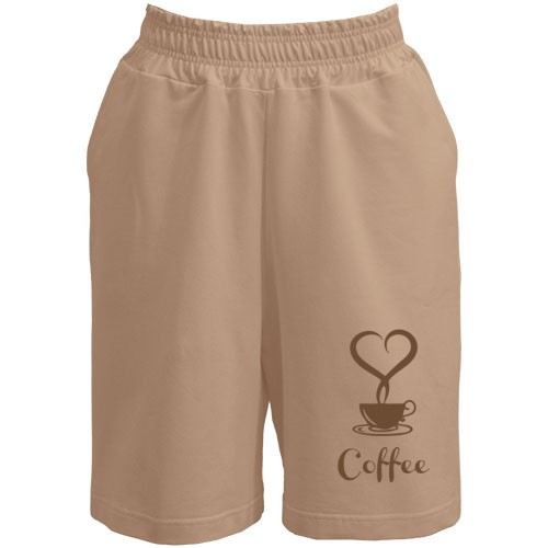 Мужские шорты с чашкой кофе, паром в форме сердца и надписью «Coffee»