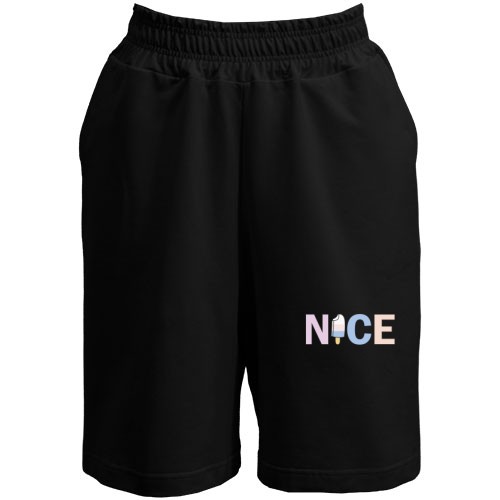Женские  шорты с надписью «NICE» и мороженым