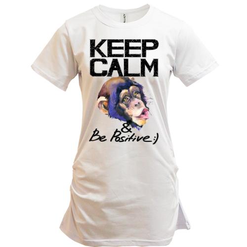 Подовжена футболка Keep calm and be positive