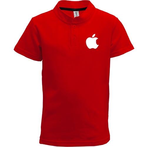 Детская футболка поло со светлым контурным логотипом Apple и силуэтом Стива Джобса
