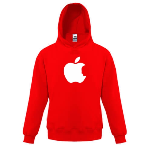 Детская толстовка со светлым контурным логотипом Apple и силуэтом Стива Джобса