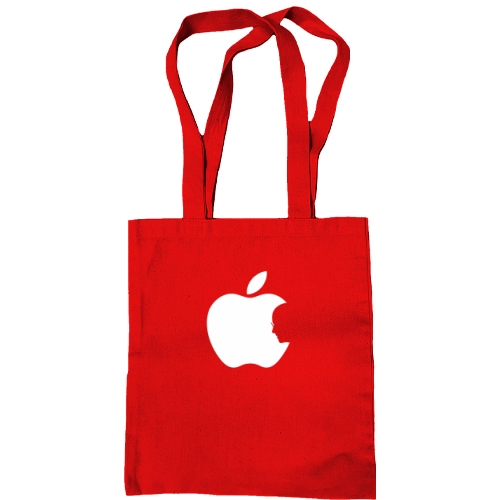 Сумка шоппер со светлым контурным логотипом Apple и силуэтом Стива Джобса
