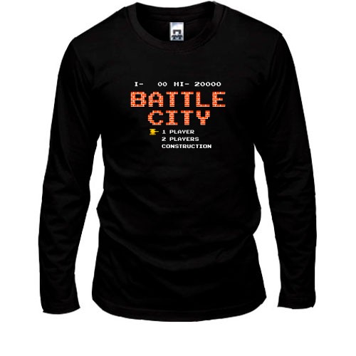 Мужской лонгслив с логотипом ретро-игры «Battle City» и меню выбора игроков