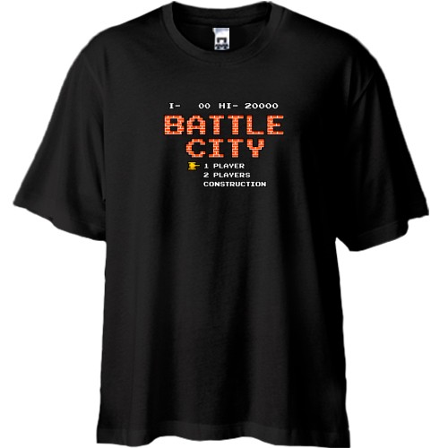 Футболка oversize с логотипом ретро-игры «Battle City» и меню выбора игроков