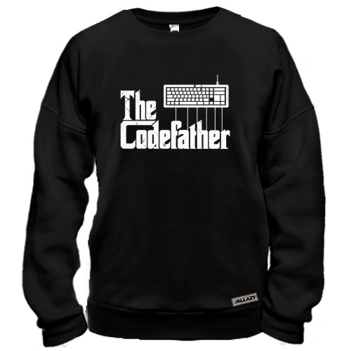 Свитшот с надписью «The Codefather» и клавиатурой-марионеткой