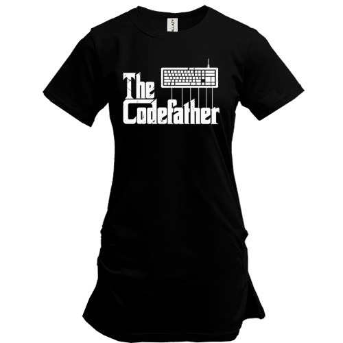 Удлиненная футболка с надписью «The Codefather» и клавиатурой-марионеткой