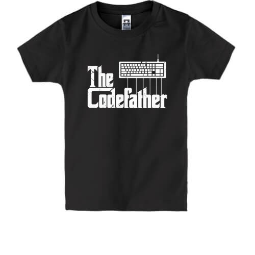 Детская футболка с надписью «The Codefather» и клавиатурой-марионеткой