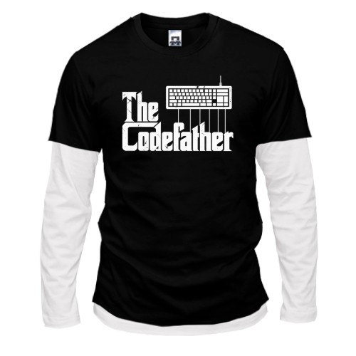 Чоловічий лонгслів Комбі із написом «The Codefather» та клавіатурою-маріонеткою