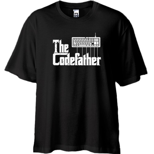 Футболка oversize із написом «The Codefather» та клавіатурою-маріонеткою
