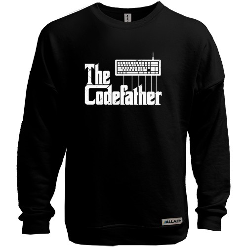 Свитшот без начеса с надписью «The Codefather» и клавиатурой-марионеткой