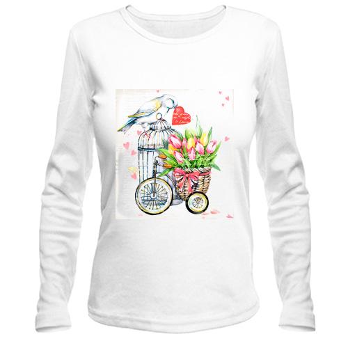 Лонгслив с птичкой Love you
