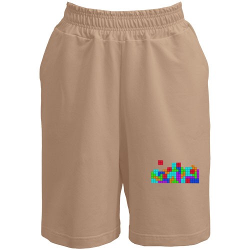 Мужские шорты с разноцветными блоками и фигурами из игры Тетрис