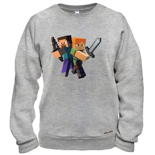 Свитшот с персонажами игры Minecraft Стивом и Алекс