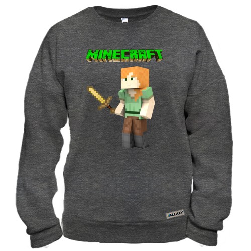 Свитшот с персонажем Алекс из игры Minecraft и логотипом