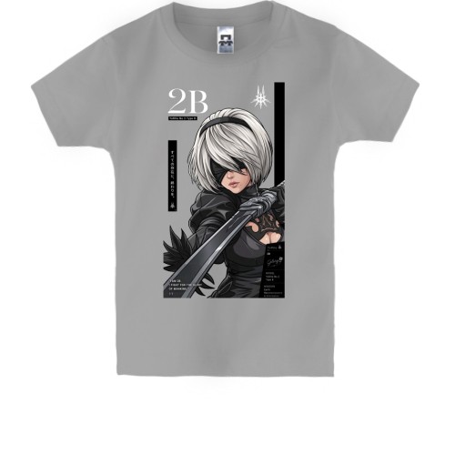 Детская футболка с персонажем 2B из NieR: Automata и мечом