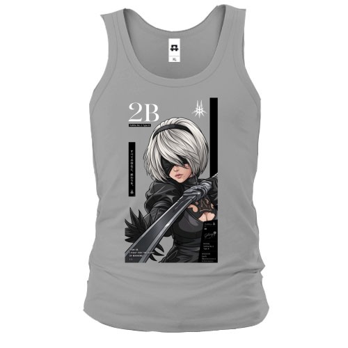 Мужская майка с персонажем 2B из NieR: Automata и мечом