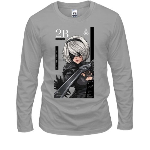 Мужской лонгслив с персонажем 2B из NieR: Automata и мечом