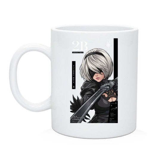 Чашка с персонажем 2B из NieR: Automata и мечом