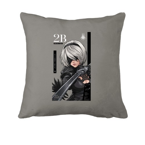 Подушка з персонажем 2B з NieR: Automata та мечом