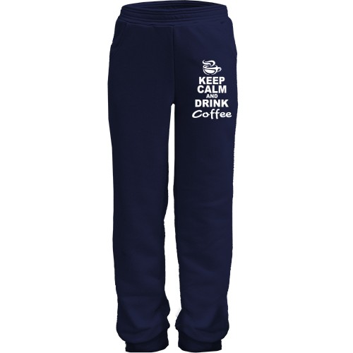 Дитячі штани з написом «Keep Calm and Drink Coffee» та чашкою гарячого напою