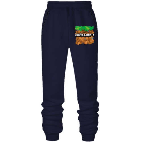 Чоловічі штани на флісі із блоком землі та логотипом з гри «Minecraft»