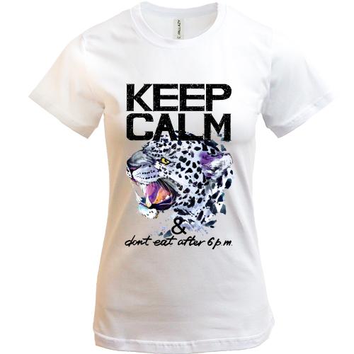 Футболка с леопардом Keep calm & dont eat after 6 pm