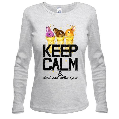 Лонгслив с зайчиками Keep calm & dont eat after 6 pm